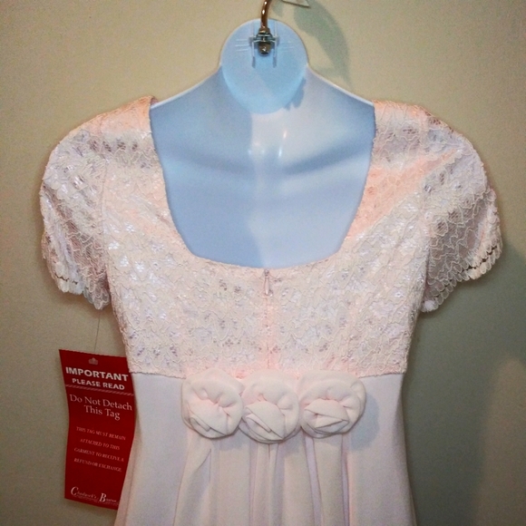 Vintage Girl's Lanz of Salzburg Pale Pink Lace & Chiffon Special Occasion Dress - Picture 4 of 15